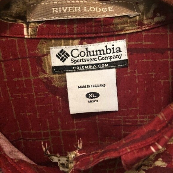 Columbia River Lodge Button Down LS Shirt XL Deer Buck Printed Rust Holiday Gift - Picture 6 of 7